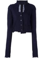 Rundholz High Neck Cropped Cardigan, Women's, Size: Medium, Blue, Virgin Wool