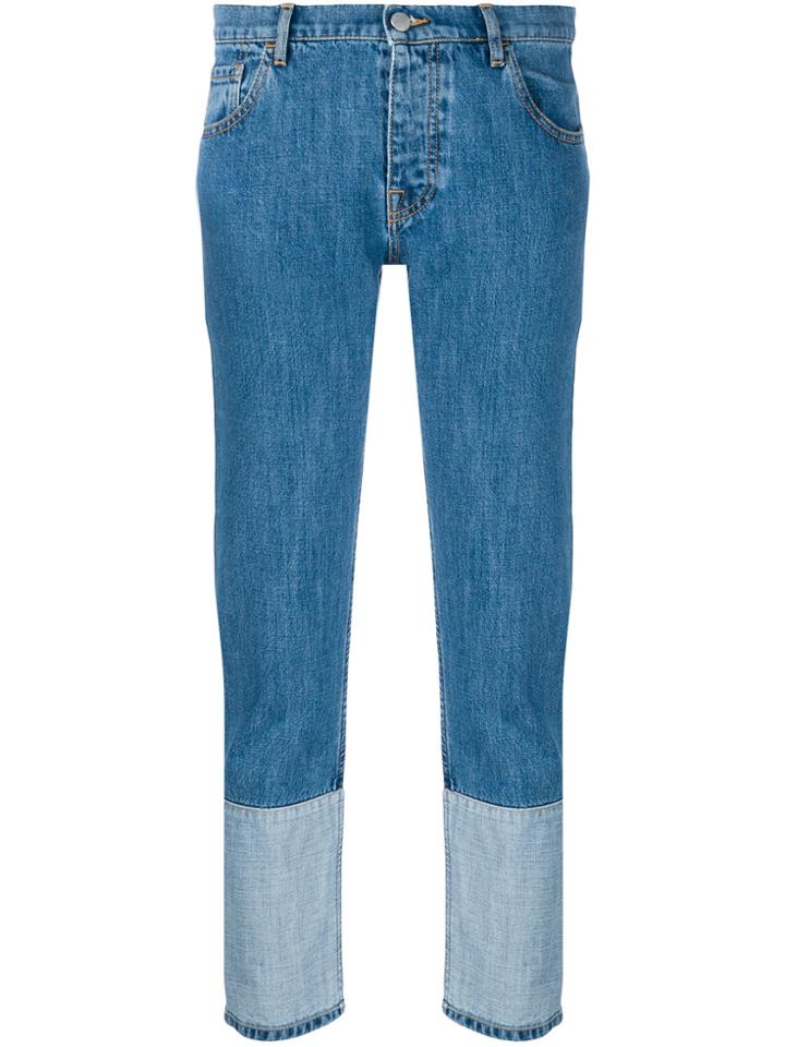 Andrea Ya'aqov Cropped Trim Detail Jeans - Blue