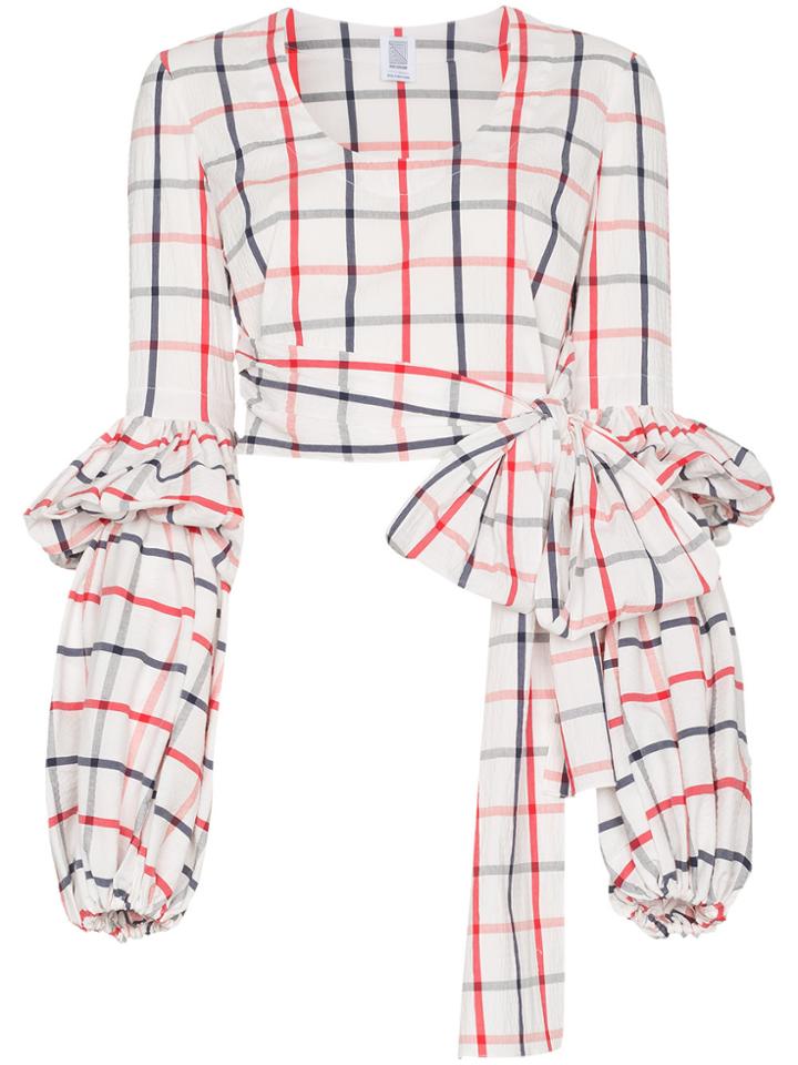 Rosie Assoulin Check Wrap Blouse - White