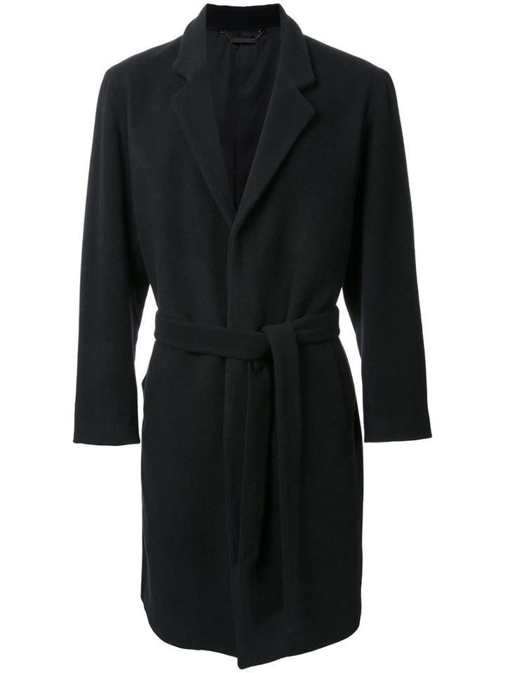 Monkey Time Belted Single Breasted Coat, Men's, Size: Large, Black, Wool