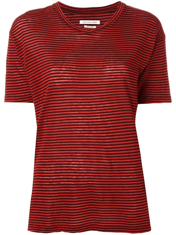 Isabel Marant Étoile Striped T-shirt, Women's, Size: Medium, Red, Linen/flax/cotton