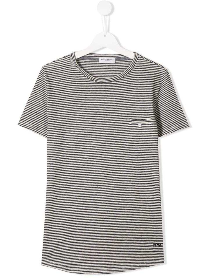 Paolo Pecora Kids Monochrome Striped T-shirt - Black