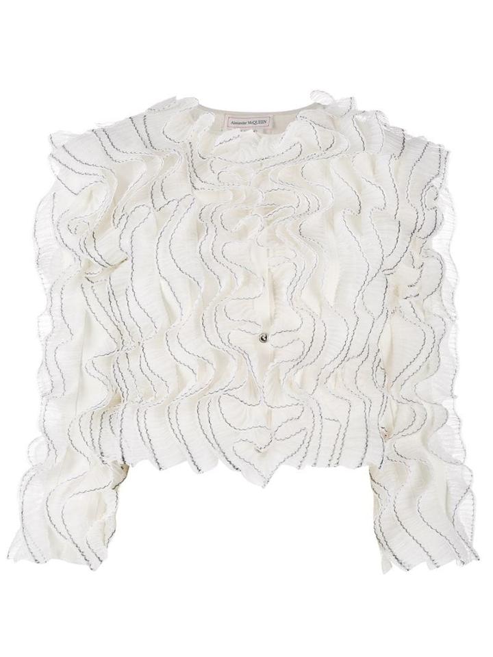 Alexander Mcqueen Pleated Ruffle Blouse - White