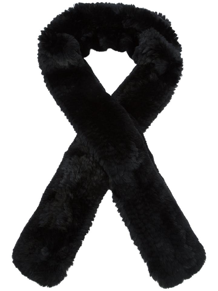 Yves Salomon Elongated Fur Scarf - Black