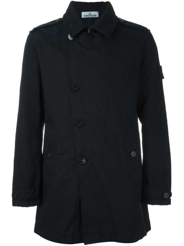 Stone Island Short Trench Coat, Men's, Size: Medium, Blue, Polyamide/polyester