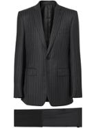 Burberry English Fit Pinstriped Wool Suit - Grey