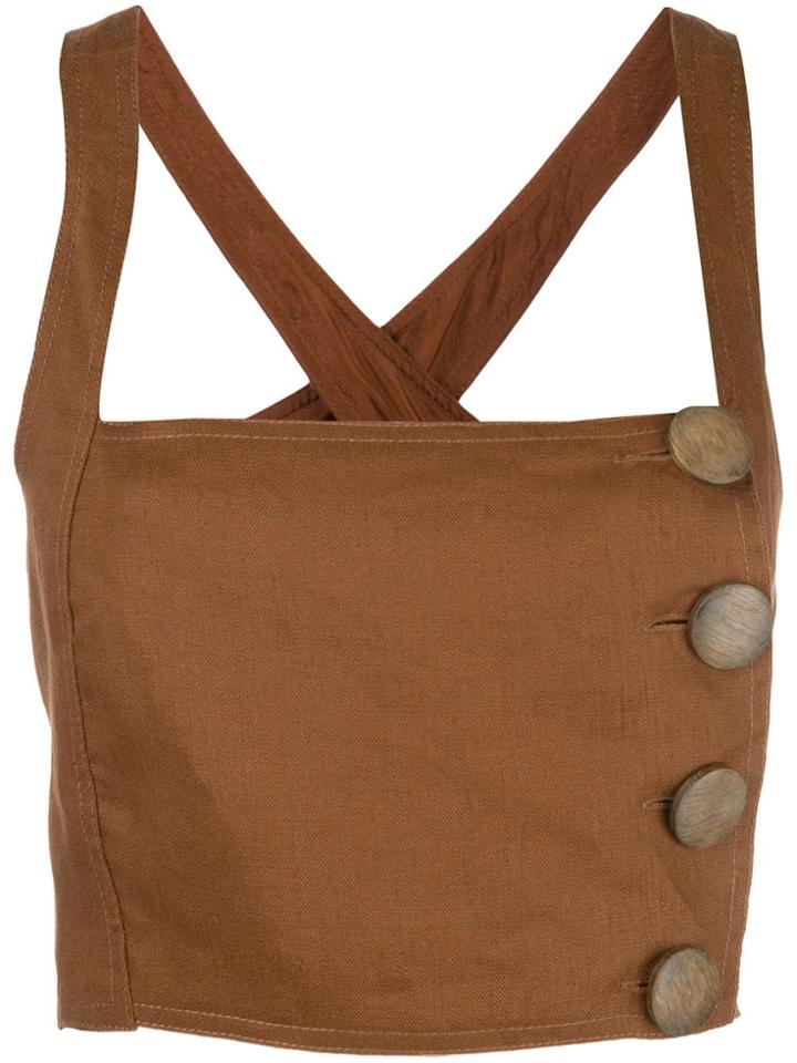 Nicholas Button Detail Top - Brown