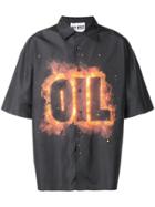 M1992 Oil Flame-print Shirt - Black