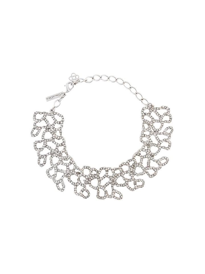 Oscar De La Renta Crystal Embellished Choker, Women's, Metallic
