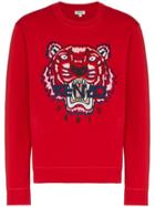 Kenzo Red Tiger Embroidered Cotton Sweatshirt