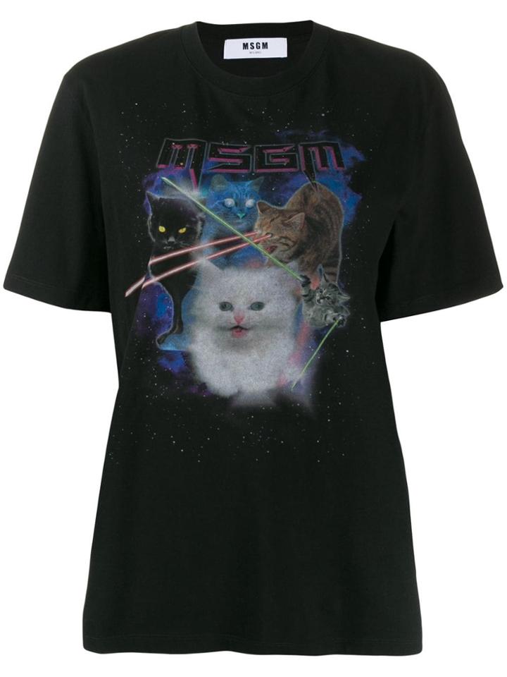 Msgm Graphic Cat T-shirt - Black