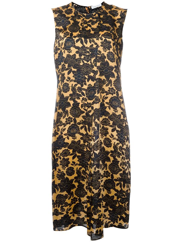 Christian Wijnants - Floral-print Satin Dress - Women - Cupro/viscose - 36, Yellow/orange, Cupro/viscose