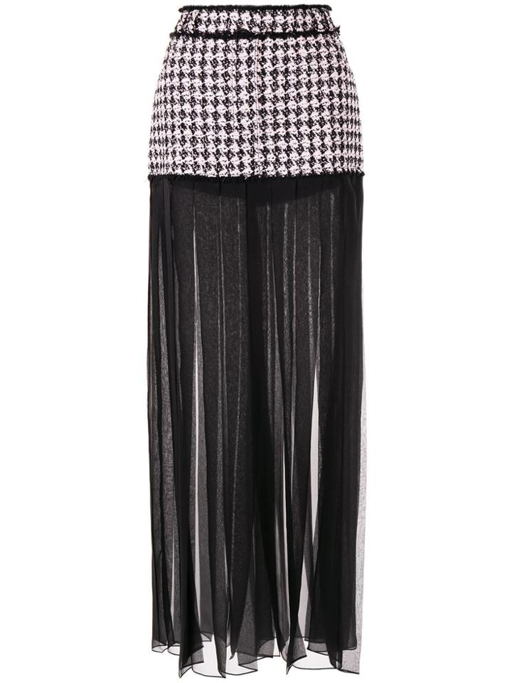 Balmain Houndstooth Sheer Pleated Skirt - Pink