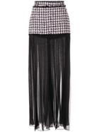 Balmain Houndstooth Sheer Pleated Skirt - Pink