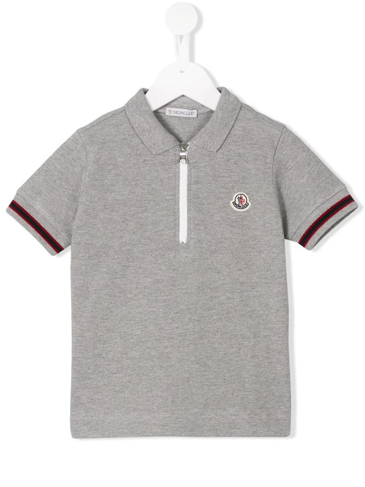 Moncler Kids Zip Front Polo Shirt, Boy's, Size: 10 Yrs, Grey
