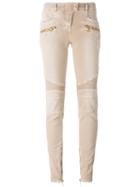 Balmain Skinny Biker Jeans, Women's, Size: 40, Nude/neutrals, Cotton/spandex/elastane