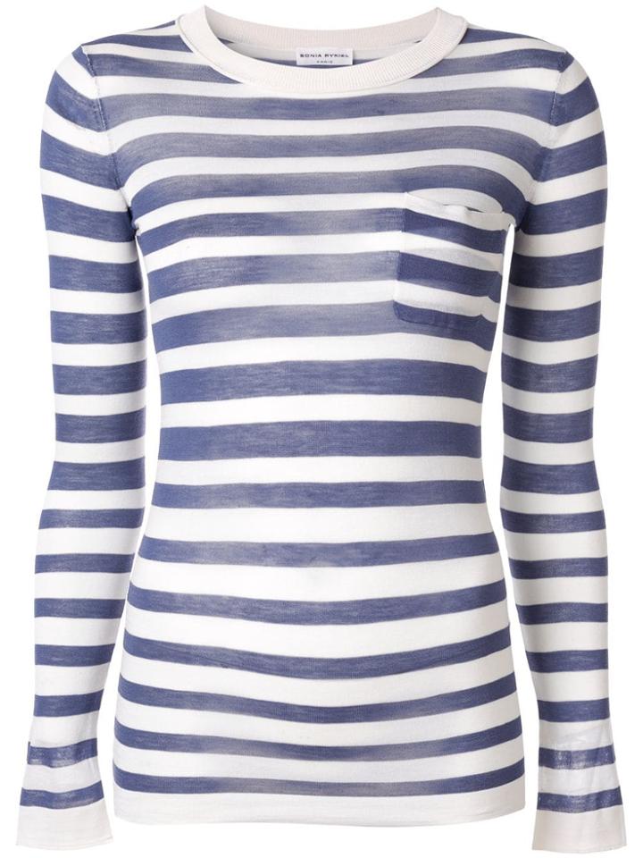 Sonia Rykiel Striped Silk Sweatshirt - Blue