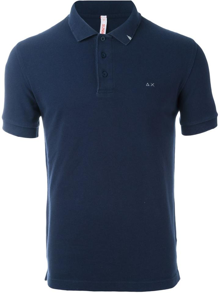 Sun 68 Distressed Polo Shirt - Blue