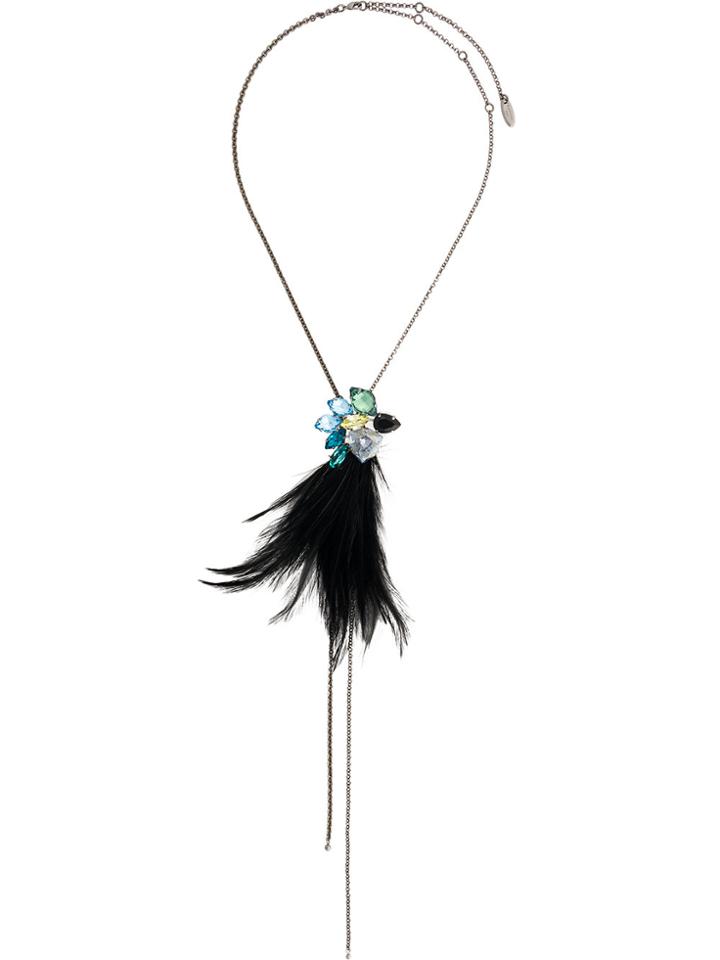 Lanvin Jewelled Feather Necklace - Metallic