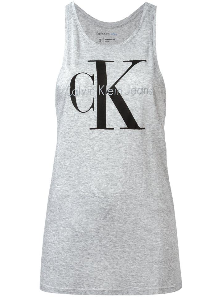 Calvin Klein Jeans Tank Top With Print, Women's, Size: Medium, Grey, Cotton/lyocell