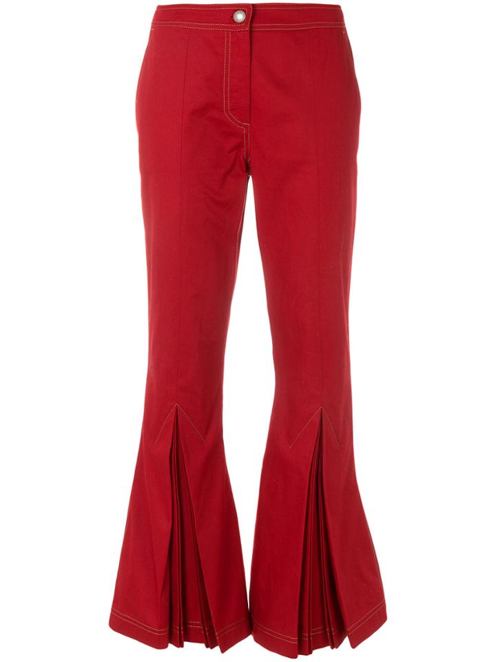 Marco De Vincenzo Top Stitch Kick Flare Trousers - Red