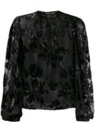 Saint Laurent Shiny Floral Embroidered Blouse - Black