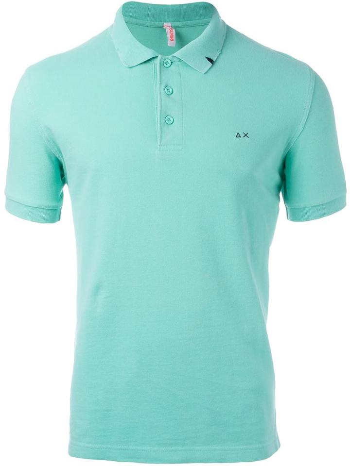 Sun 68 Logo Polo Shirt, Men's, Size: Large, Green, Cotton