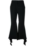 Goen.j Frill Flared Trousers, Women's, Size: Medium, Black, Silk/spandex/elastane