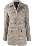 Eudon Choi Plaid Belted Jacket - Brown