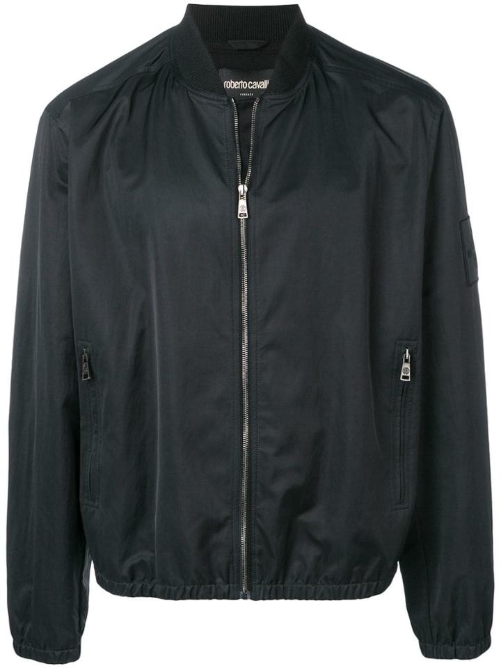 Roberto Cavalli Sleeve Logo Patch Bomber Jacket - Black