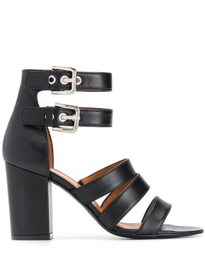 Via Roma 15 High Block Heel Sandals - Black