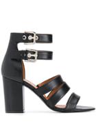 Via Roma 15 High Block Heel Sandals - Black