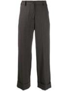 Brag-wette Pinstripe Cropped Trousers - Grey