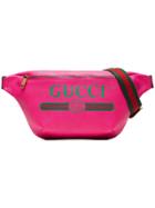 Gucci Pink Fake Logo Print Leather Cross-body Bag - Pink & Purple