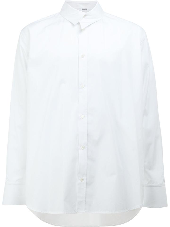 Aganovich Asymmetric Collar Shirt, Men's, Size: 46, White, Cotton