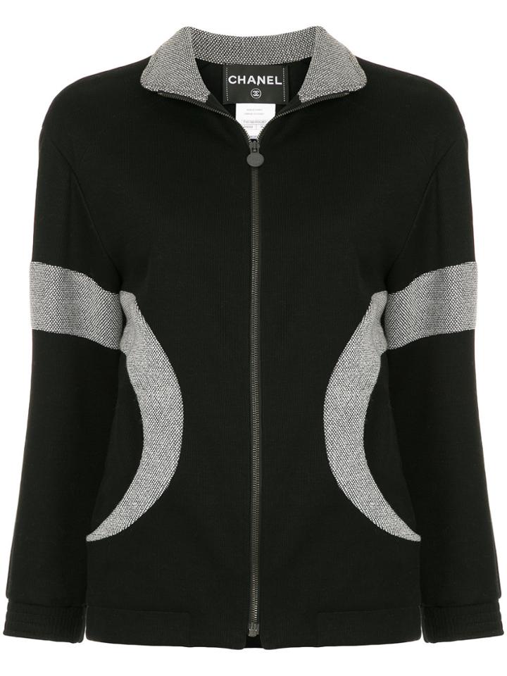 Chanel Vintage Contrasting Detailing Zipped Jacket - Black