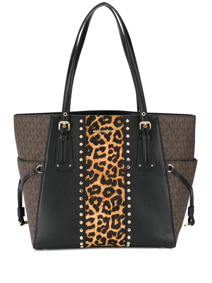 Michael Michael Kors Voyager Leopard Print Tote - Black