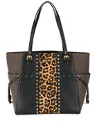Michael Michael Kors Voyager Leopard Print Tote - Black