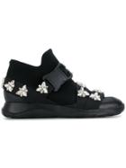 Christopher Kane Safety Buckle Hi-top Sneakers With Crystals - Black