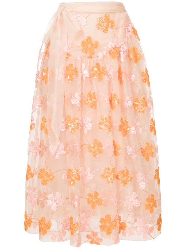 Simone Rocha Sequin Floral Skirt - Nude & Neutrals