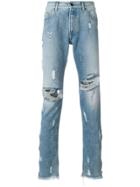 Palm Angels Track Distressed Skinny Jeans - Blue