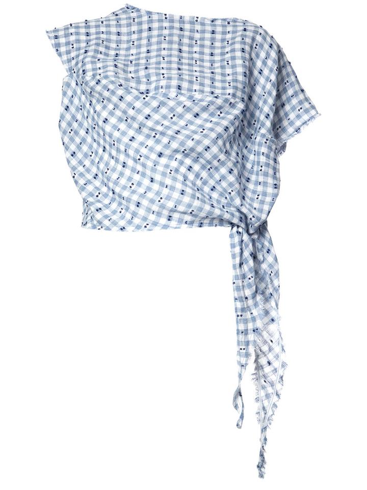 Vivienne Westwood Checked Tie Knot Blouse, Size: Small, Blue, Linen/flax/cotton