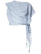 Vivienne Westwood Checked Tie Knot Blouse, Size: Small, Blue, Linen/flax/cotton