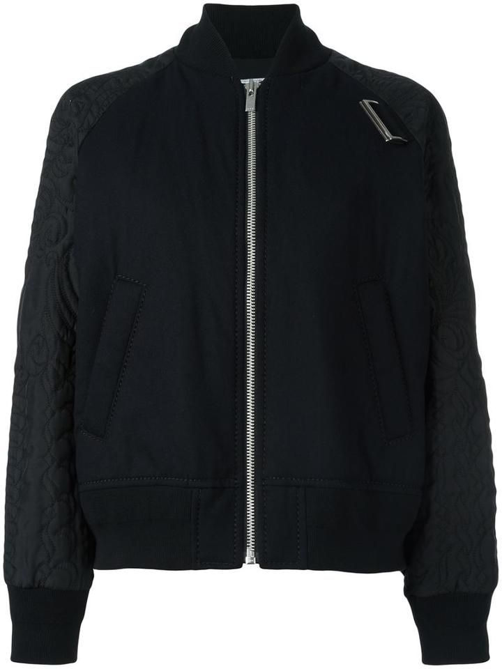 Sacai Quilted Bomber Jacket, Women's, Size: 2, Black, Wool/polyester/cotton