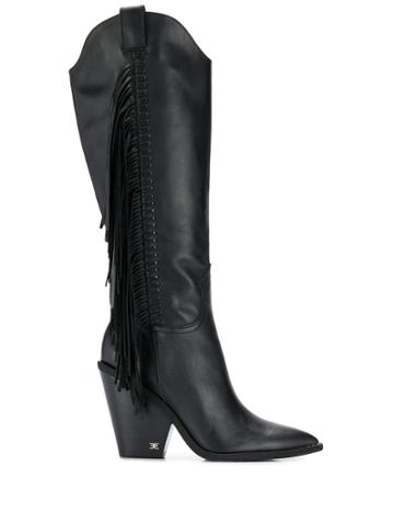 Sam Edelman Cowboy-style Fringed Boots - Black