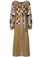 Vita Kin Aztec Stylised Dress, Women's, Size: Small, Brown, Linen/flax