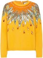 Gucci Leather Appliqué Wool Sweater - Yellow