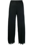 Pleats Please By Issey Miyake Wave-hem Cropped Trousers - Black