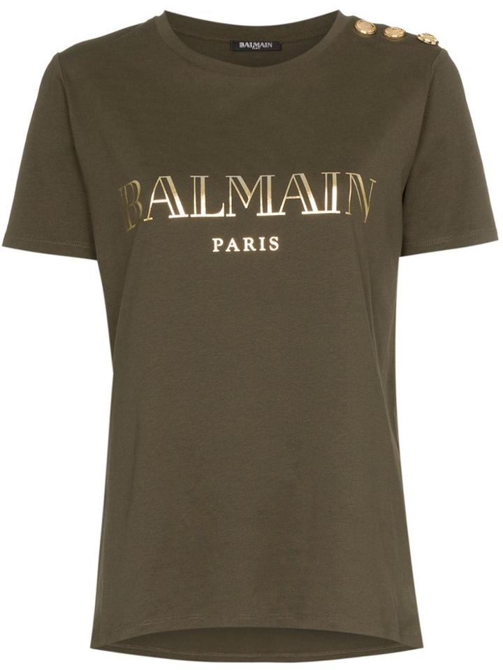 Balmain Paris Logo T-shirt - Green