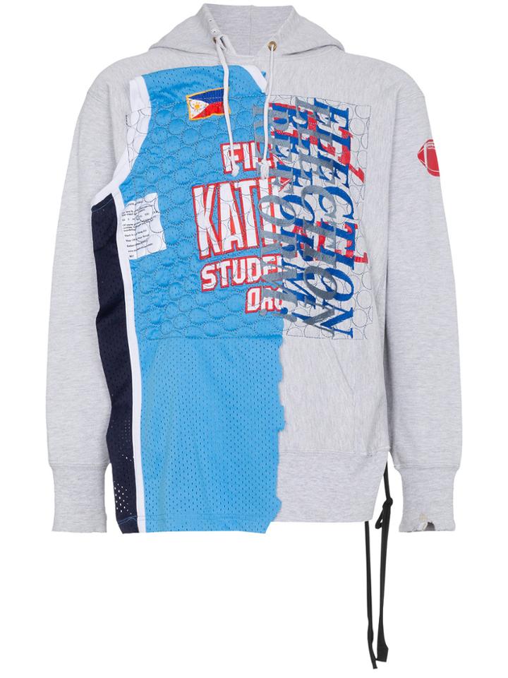 Election Reform Embroidered Baseball Cotton Blend Hoodie - Grey